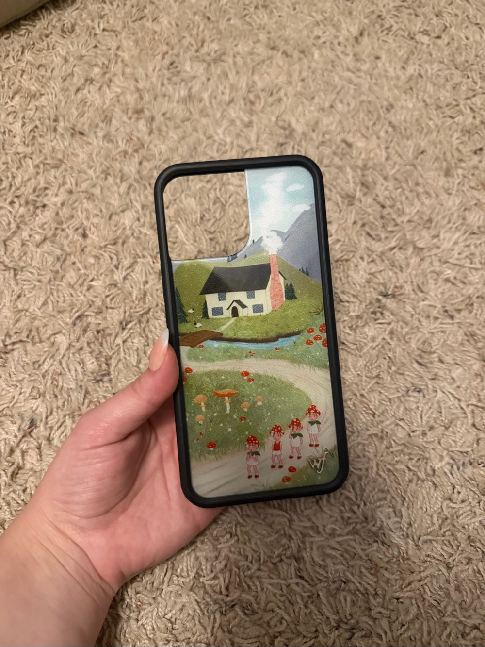 Wildflower x Nara Smith Cottage Illustration Phone Case in Green, Blue & Black